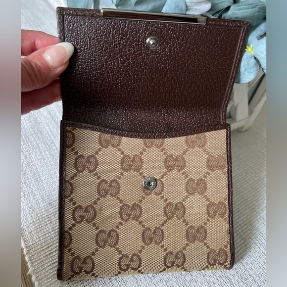 Vintage Gucci Monogram Wallet Beige and Brown with Gold hardware GUC - Picture 7 of 12